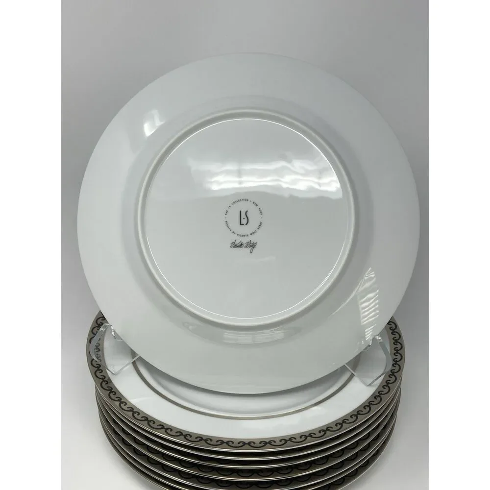 LS Collection Sevilla By Vicente Wolf Metallic Scrolls Dinner Plate 10 7/8”